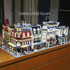 Bank Cafe Corner MOC Blocchi Modulari City Street View Expert Model Set