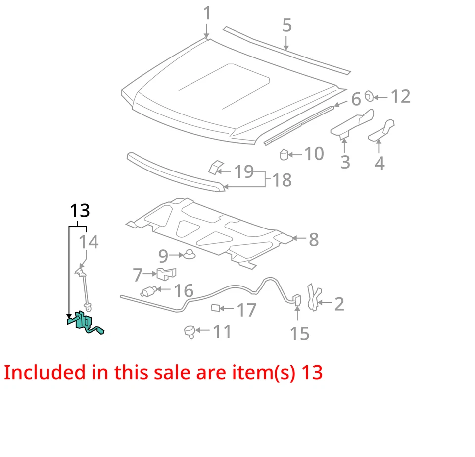 Conjunto de bloqueo de pestillo del capó delantero OEM para Chevrolet Suburban 1500 2007-2014 Foto 4 de 4