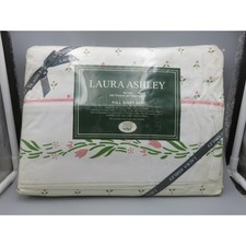 Vintage Laura Ashley Castleberry Full Sheet Set Floral Pink Rosebud Made in USA