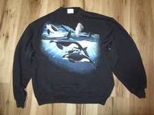 VTG 1989 Hanes Wyland Orca Killer Whale Sweatshirt USA Made Black Large L Nature