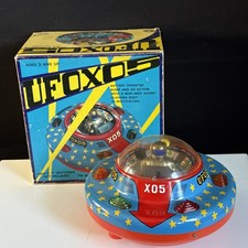 UFO XO5 Flying Saucer Space Ship Battery Tin Toy With Box 1978 Masudaya Japan