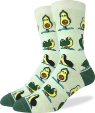 Men's Avocado Yoga Socks Fits Shoe Size 712 Adult Novelty Crew Socks