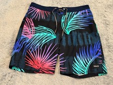 Hurley Board Shorts Mens 32 Multicolor Palm Print Swim Trunks Surfing Beach