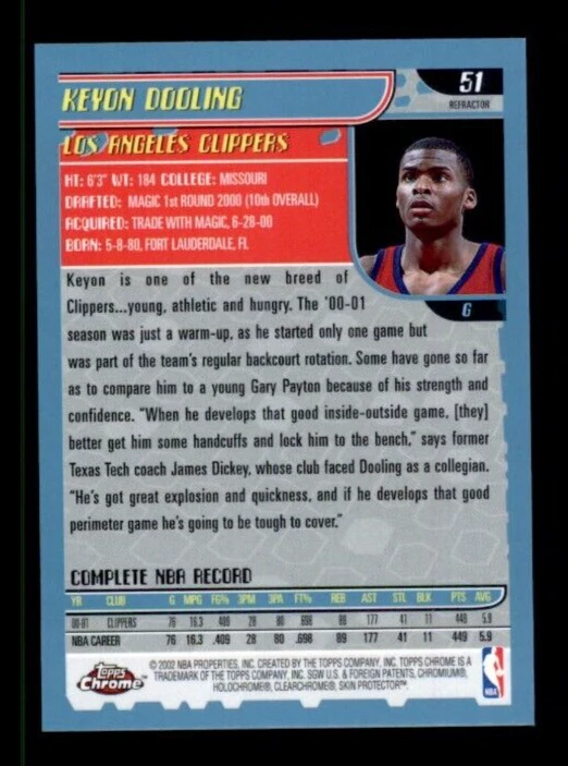 2001-02 Topps Chrome Refractors #51 Keyon Dooling. - Image 2 of 2