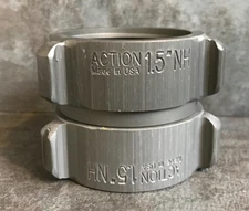 Aluminum Fire Hose Adapter, 1.5" F.NST(NH) Swivel x 1.5" F.NST(NH) Rocker Lug