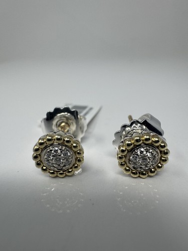 850 $ Lagos Lux bicolor Kaviar 0,14 Diamanten Ohrstecker 18 Karat Gold - Bild 4 von 7