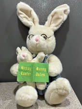 Vintage Kids Preferred Easter Plush Rabbit Reading "Hoppy Easter Bunny Tales"