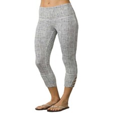Prana Deco Yoga Cropped Leggings Size L Black  White Lacing