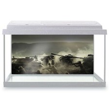 Fish Tank Background 90x45cm - Battle Field War Army Tank  #14541