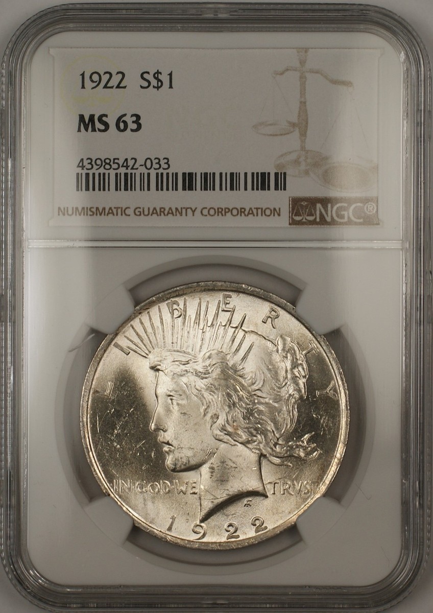 1922 Silver Peace Dollar $1 NGC MS-63 (Better Coin) (14b) | eBay