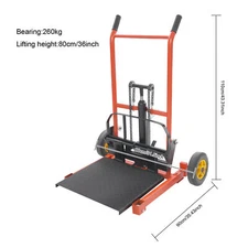 577lbs Hydraulic Material Lift Winch Stacker Adjustable 36in Pallet Dolly Lift