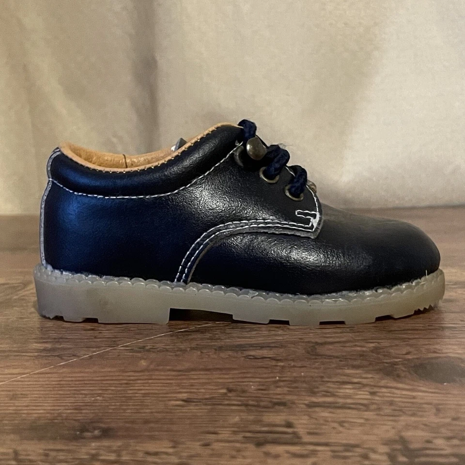 Zapatos vintage años 70 Playclothes niños pequeños talla 6 azul marino mocasín niño Oxford Foto 3 de 4