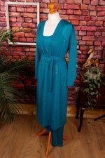 Vintage Original 70s Boho Tunic Overall Harem Lounge Turquoise Gold S