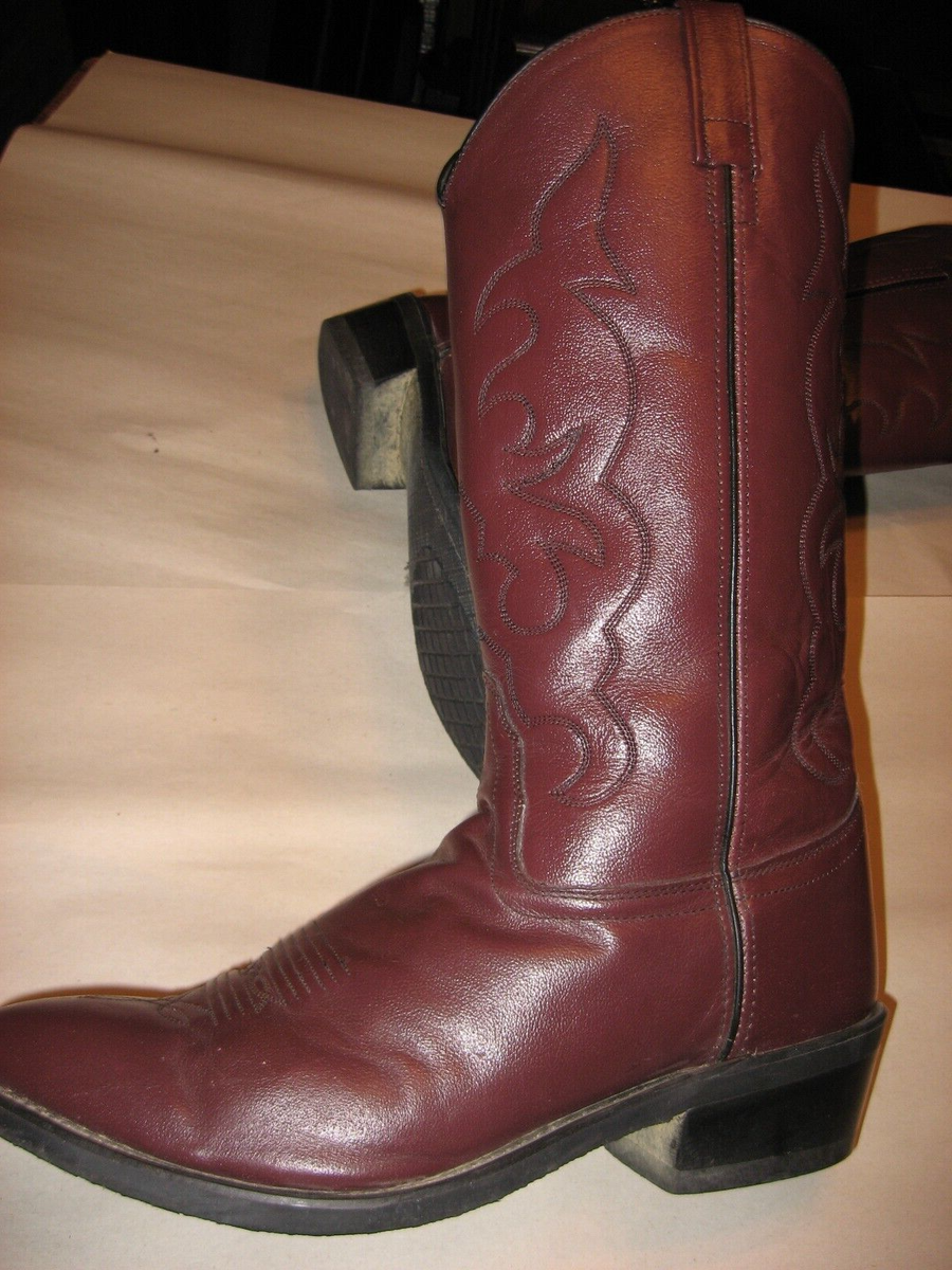 OLD WEST, Boots,Western Cowboy,Burgundy Genuine Leather  display picture 3