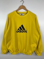 Vintage 90s Adidas Embroidered Big Logo Sweatshirt Yellow Size L