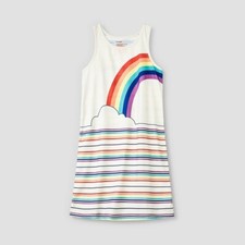Cat  Jack Size XS 4-5 Girls' Rainbow Striped Tank Nightgown / Sleepshirt NEW