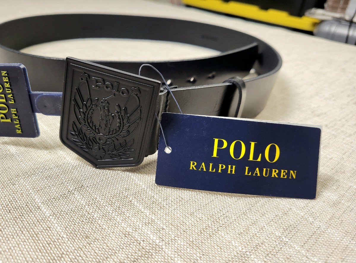 POLO Ralph Lauren Mens Uni Crest Logo Buckle Leather Belt  display picture 1