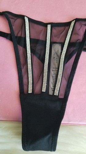 VICTORIA'S SECRET VERY SEXY SHEER SHINE SHINE STRAP MESH THONG PANTY SMALL BLACK - Picture 4 of 14