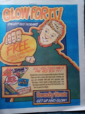 L1u Ephemera 80er Jahre Reklame Ready Break Glo Sprüche 