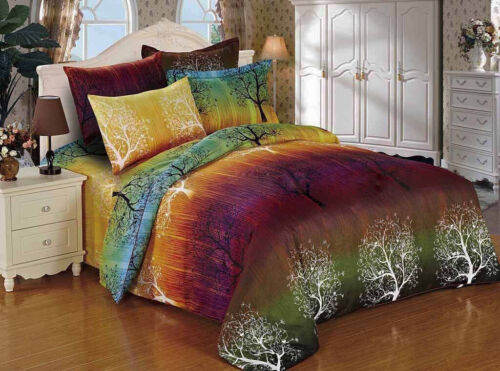 OPEN BOX ITEM: Rainbow Tree Print Bedding Set: 1 Duvet Cover + 2 Pillow Shams - Picture 1 of 1