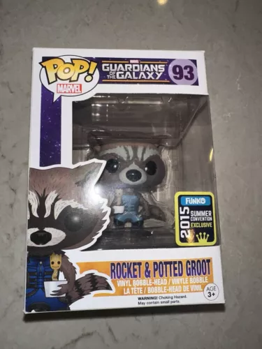 SDCC Comic Con 2015 Funko Pop! Rocket Racoon Potted Groot Marvel NIB Sealed