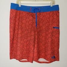 The North Face Board Shorts Men's Size 34 Red Blue Drawstring Pocket