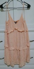 EXPRESS Strapless Frills Bubble Dress Size Medium Peach Ribbed Short