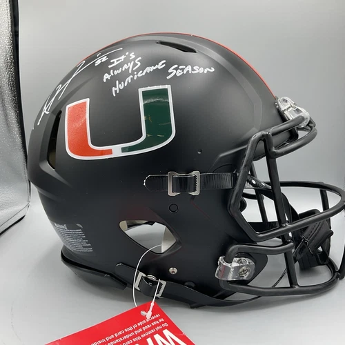 Ray Lewis Autographed Miami U Full Size Helmet Prova Always Hurricane Season