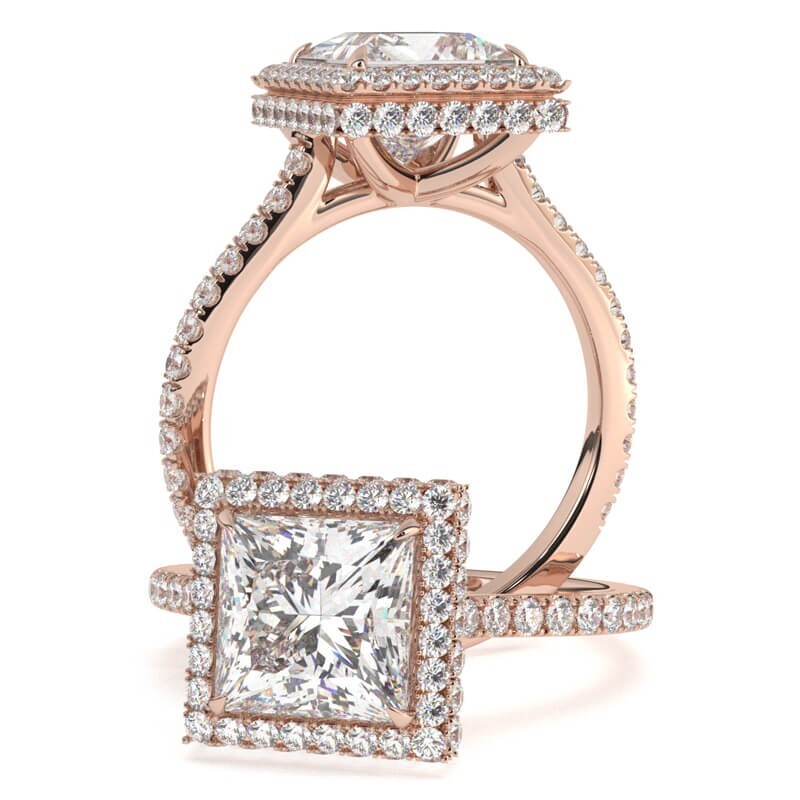 Affordable CVD Lab Created Princess Diamond Engagement Ring Rose Gold 3 ...