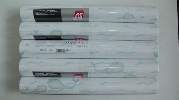 5 Rollen Papier-PräGetapete As Creation 30338-2 Blau-Weiss Gemustert Anf. 4A-image