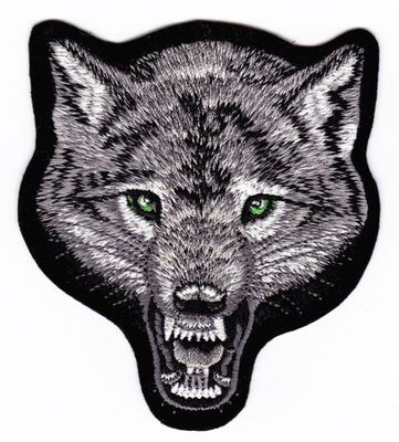 am14 Wolf Kopf Hund Aufnäher zum aufbügeln Bügelbild Patch Biker 9,3 x 10,2 cm