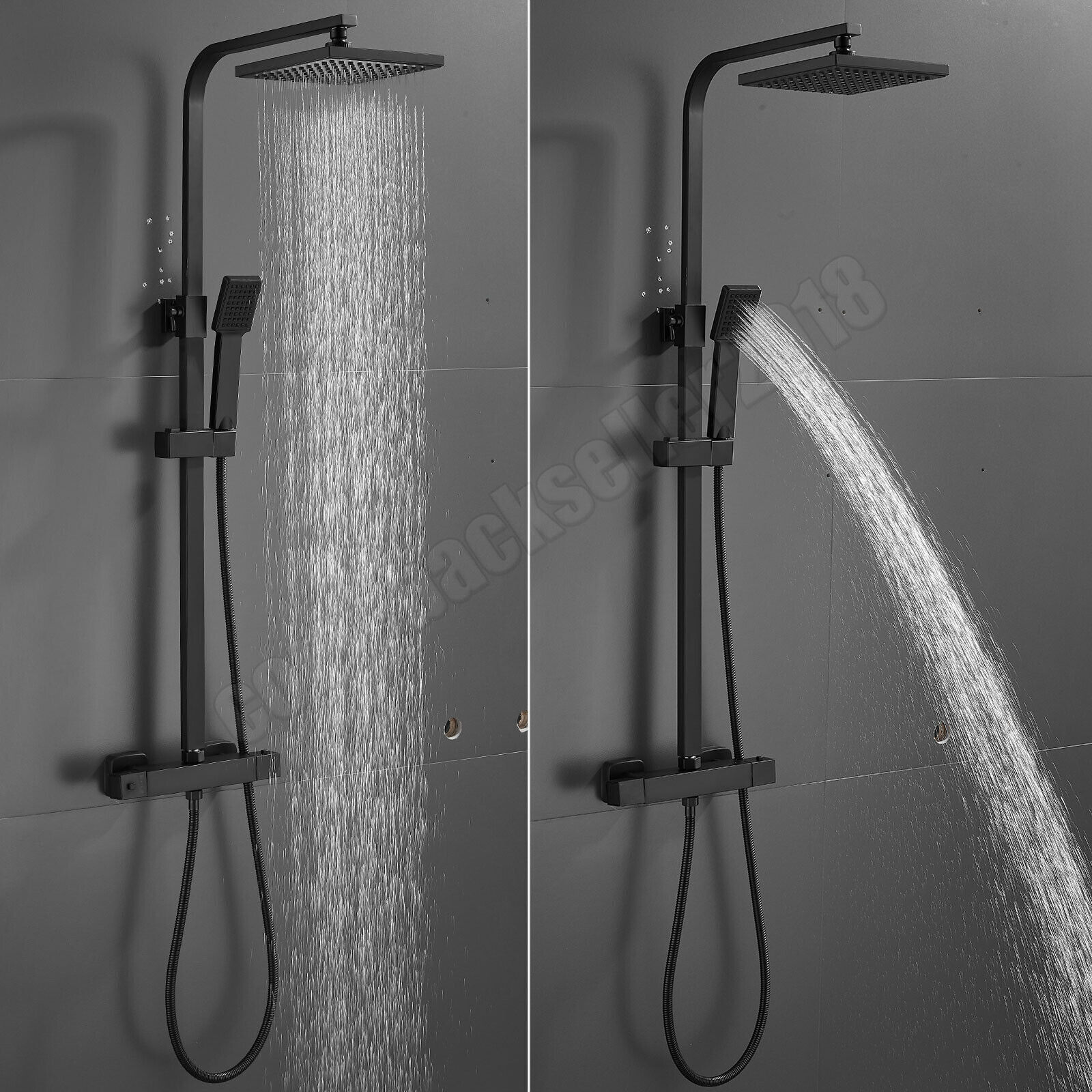 Thermostatic Shower Mixer Bar Exposed Valve Bathroom Twin Head Kit