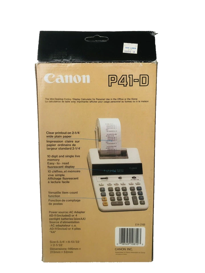 Vintage Canon P41-D Mini Desktop Printing Display Calculator Adapter - Image 3 of 4