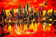 Mark Kazav - MANHATTAN   Abstract Modern Original Oil Painting 96R76