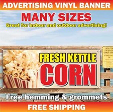 FRESH KETTLE CORN Advertising Banner Vinyl Mesh Sign Popcorn Caramel bar buffet