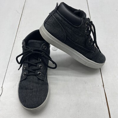 Lugz Dark Denim Black Mid Top Shoes Casual Lace Up Sneakers Youth Boys Size 13