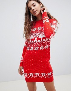 red knitted jumper dress