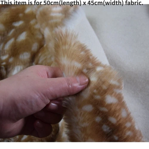 Faux Fur Sika Deer Dot Pattern Fabric Plush Fluffy Furry Craft Pad 45 50cm - Picture 5 of 17
