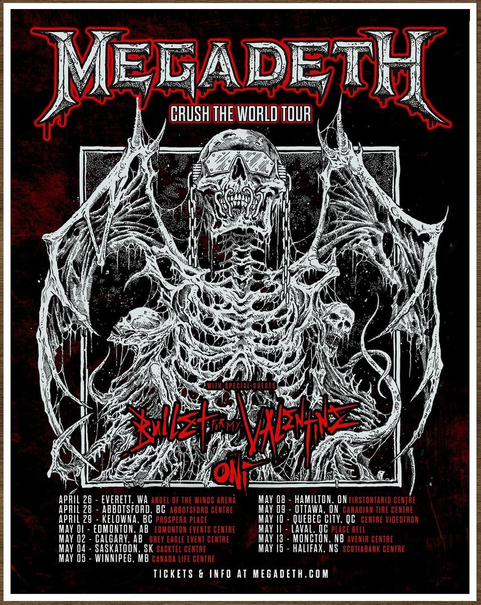 MEGADETH BULLET FOR MY VALENTINE ONI 2023 Tour Ltd Ed RARE Poster