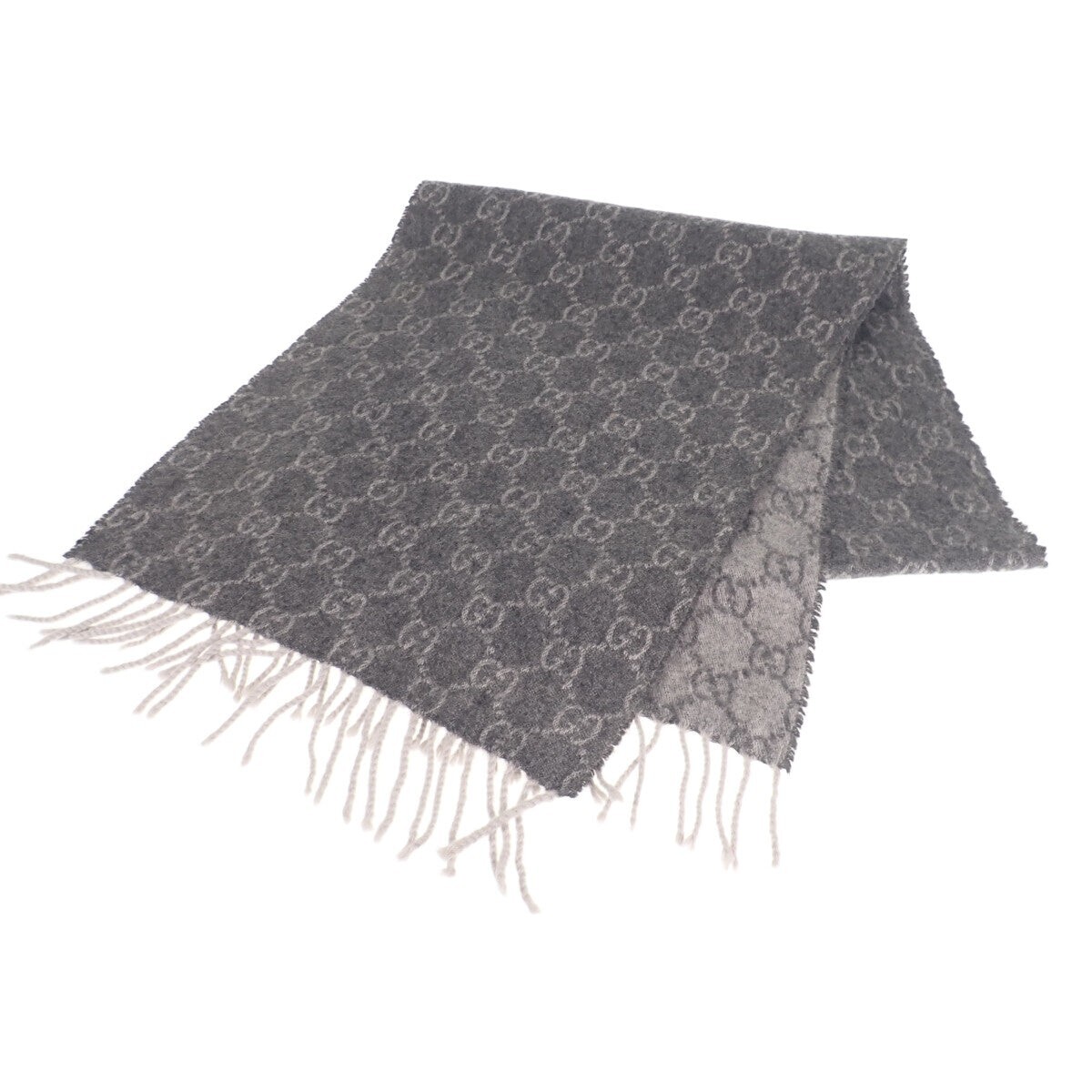 Gucci Scarf with ‘GG’ pattern GUCCI GG Pattern Scarf 100% Cashmere Gray Woman's ISY | eBay