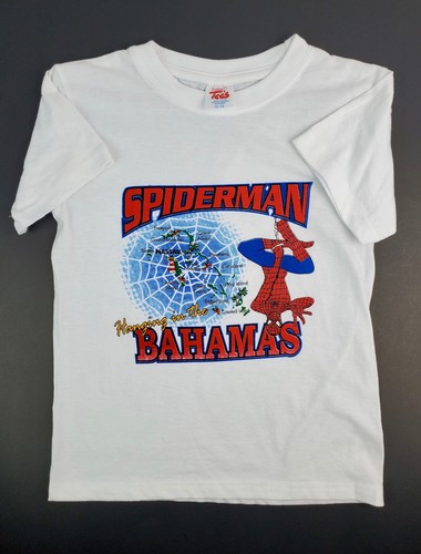 Vintage 1990's Youth Boys Spider-Man Bahamas souvenir T-Shirt Size 10-12