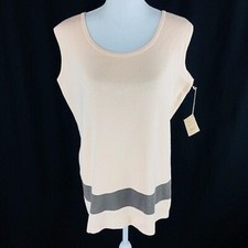 Apart Impressions Womens Tunic Dress Top Sz Missy L Large Peach Sleeveless Nwt