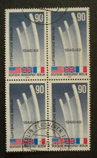 Berlin 1974:"LUFTBRÜCKENDENKMAL", 4 x90 Pfg.,MN 466, im Viererblock, St 22.10.74