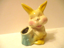 Vintage Laughing Smiling Bunny Rabbit Planter Bud Vase