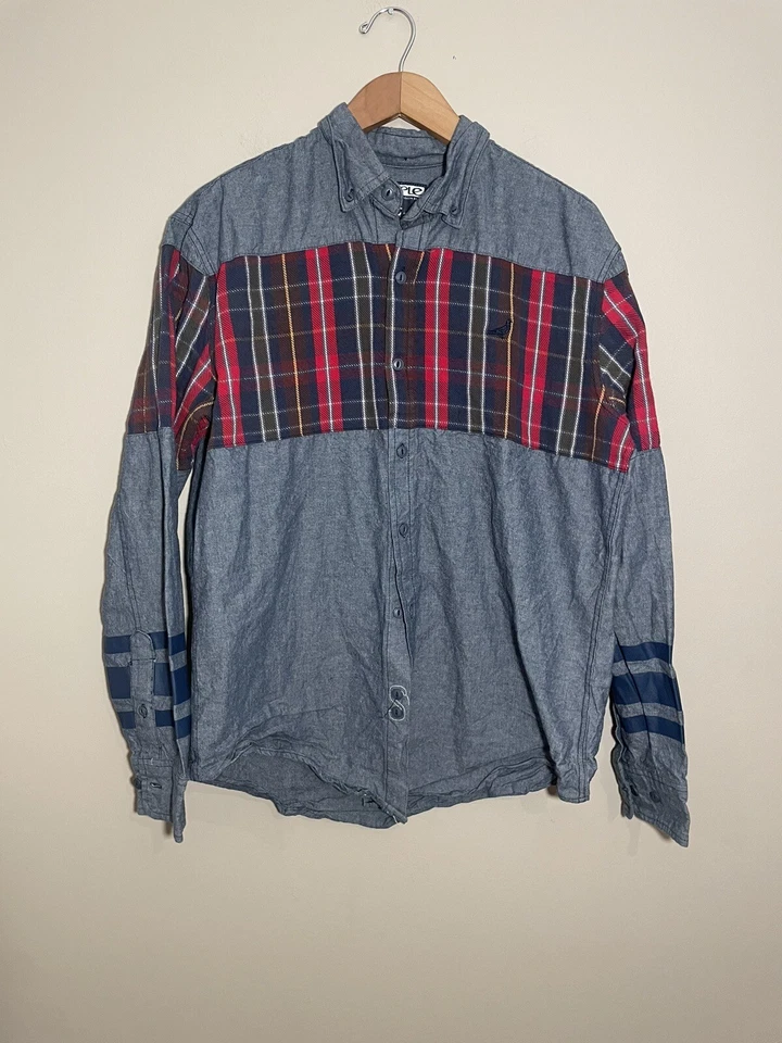 Camisa Staple Para Hombres Indigo Stormking Tejida con Botones Talla Grande Manga a Rayas Foto 3 de 4