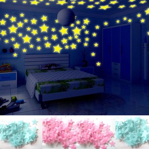 100PC-New-Plastic-Kids-Bedroom-Fluorescent-Glow-In-The-Dark-Stars-Wall-Stickers