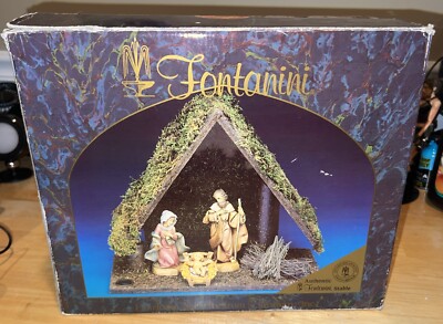 Fontanini 1995 Heirloom Nativity Set 5'' Wood Stable 54526 w/ Box & Bonus Sheep!