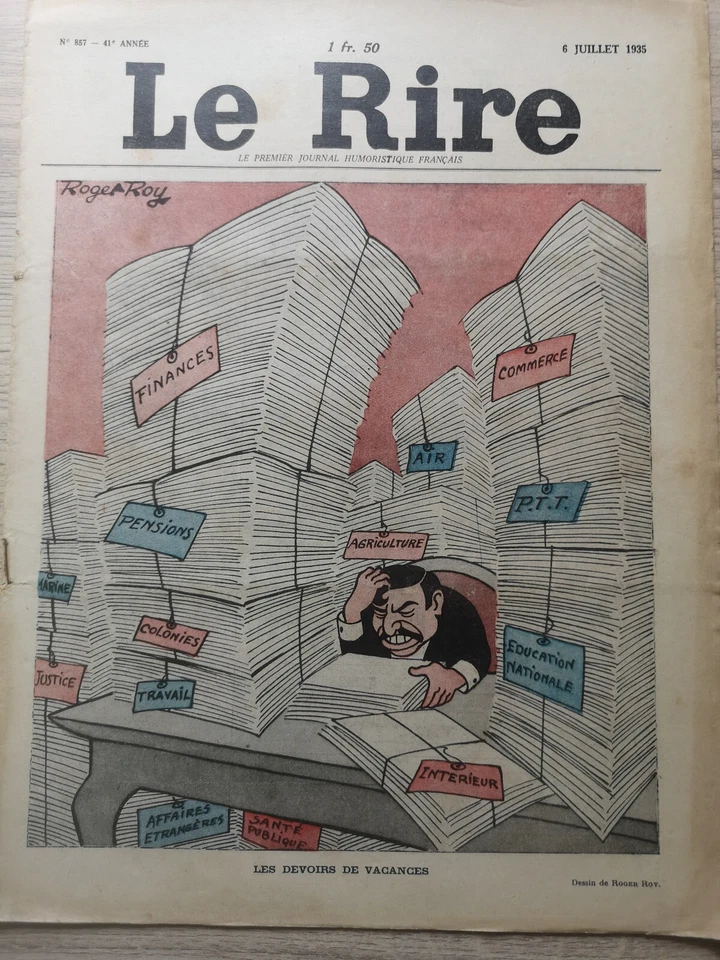 Le Rire n°856 du 6/07/1935; Journal humoristique Ed. Original - Photo 1/1