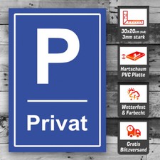 Privatparkplatz Schild Parkverbot Halteverbot Blau Parken verboten 30x20cm #153