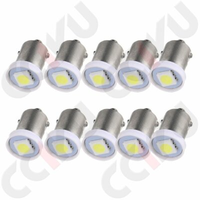 10Pcs White 1SMD LED Instrument Panel Cluster BA9S 1895 57 Light Bulbs For Ford